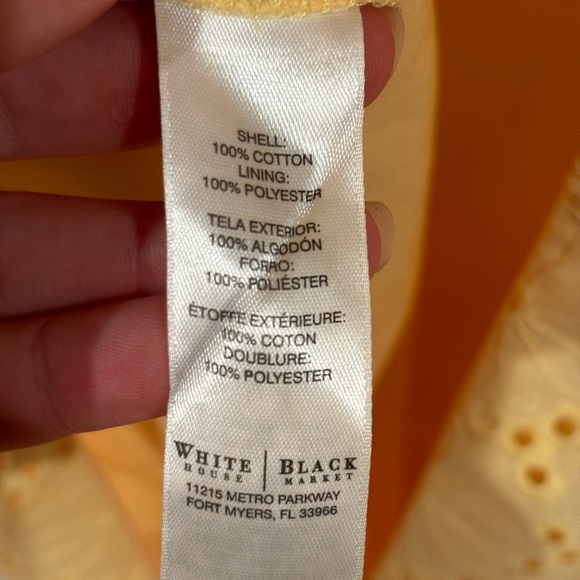 Butter Yellow White House | Black Market Eyelet Embroidered Floral Sheath Dress - Picture 5 of 11